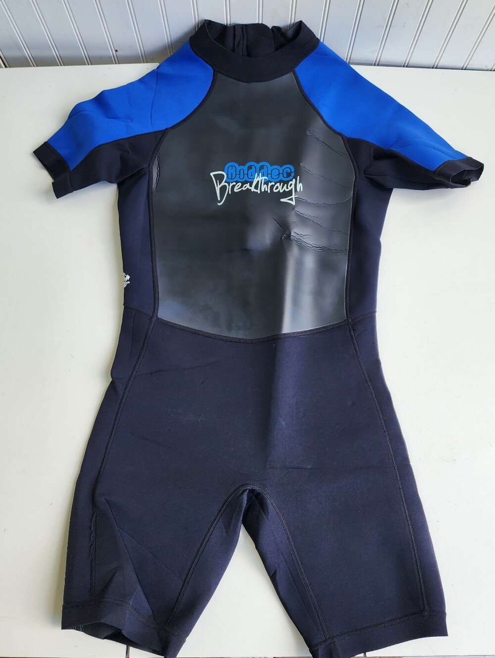 Mens Black Blue Full Zip Kidder Breakthrough Wet Suit Shorty Water Sports Sz L